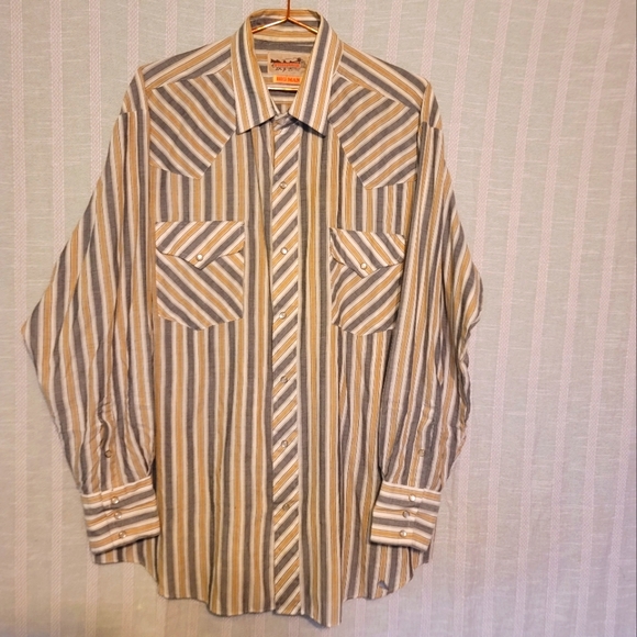 Vintage Stagecoach western wear striped pearl snap - Picture 2 of 9